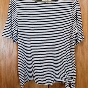 Chico's t-shirt,  sz 2, white with black stripes